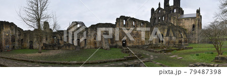 Beautiful panoramic landscape of the Kirkstall Abbey ruins, Leeds, England; taken in a rainy day of 2 April 2018 Beautiful panoramic landscape of the Kirkstall Abbey ruins, Leeds, England; taken in a rainy day of 2 April 2018 79487398