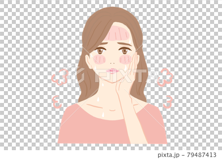 一個性感的紅臉年輕女子的插圖 一個性感的紅臉年輕女子的插圖 79487413