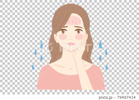 熱っぽくて辛い若い女性のイラストのイラスト素材 熱っぽくて辛い若い女性のイラストのイラスト素材