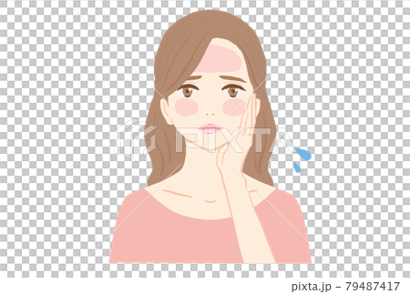 一個臉色發紅的曬黑女人的插圖 79487417