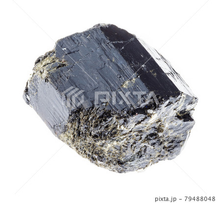 raw black Tourmaline (Schorl) stone on white 79488048