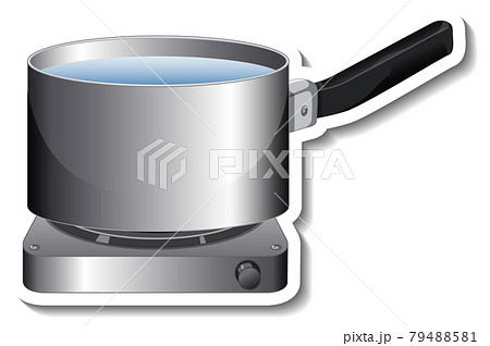 A sticker template of pot with handle on gas stove isolated 79488581
