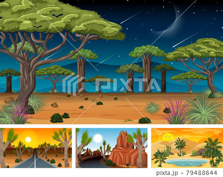 Different nature horizontal scenes in cartoon style 79488644