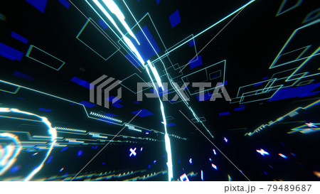サイバー空間 デジタル トンネル 青 [別Verあり] 79489687