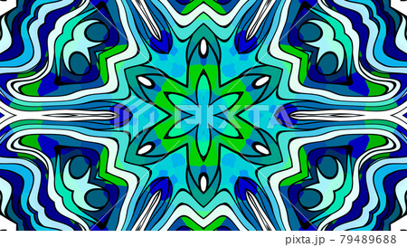 青と水色の万華鏡、美しい幾何学模様 [別Verあり] 79489688