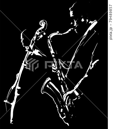 Jazz, saxophone and double bass in a nightclub Jazz, saxophone and double bass in a nightclub 79489857