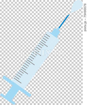 Illustration material: Syringe, injection needle that imagines vaccination and corona vaccination 79490078