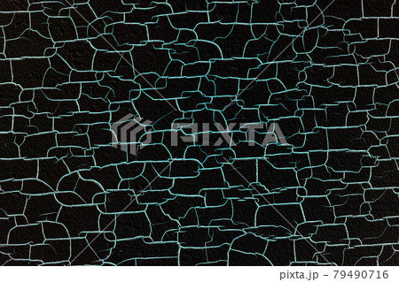 wood texture surface is blue glow color cracked and swelling 79490716