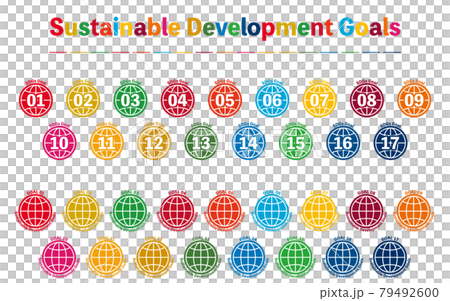 SDGs、所定17色の開発目標用ラベルセット　地球儀型 79492600