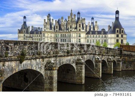 Medieval castles of Loire valley. Great Chambord. France Medieval castles of Loire valley. Great Chambord. France 79493161