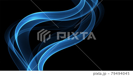 Abstract blue turquoise smoke Waves. Shiny moving lines design element on dark background for wallpaper 79494045
