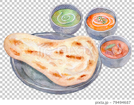 水彩イラスト　インドカレー 79494687