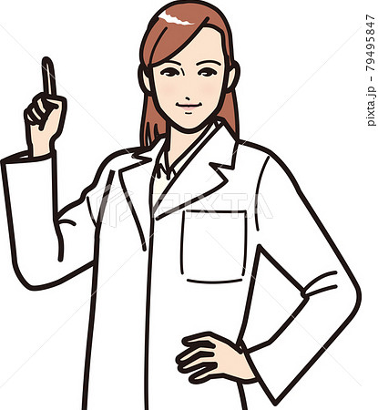 白衣の女性 指差しのイラスト素材 白衣の女性 指差しのイラスト素材