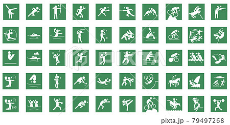 Summer sportpictogram green square frame Summer sportpictogram green square frame 79497268