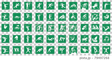 Summer sportpictogram green square frame Summer sportpictogram green square frame 79497268