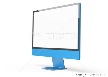 Realistic blue computer screen display isolated on white background. Realistic blue computer screen display isolated on white background. 79498406