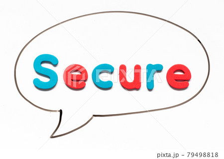 Alphabet letter with word secure in black line hand drawing as bubble speech on white board background 79498818