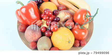Fresh natural fruits and vegetables. Food containing healthy minerals and vitamins Fresh natural fruits and vegetables. Food containing healthy minerals and vitamins 79499096