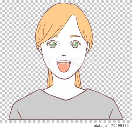 あいうべ体操をする女性「べ」シンプル あいうべ体操をする女性「べ」シンプル 79499583