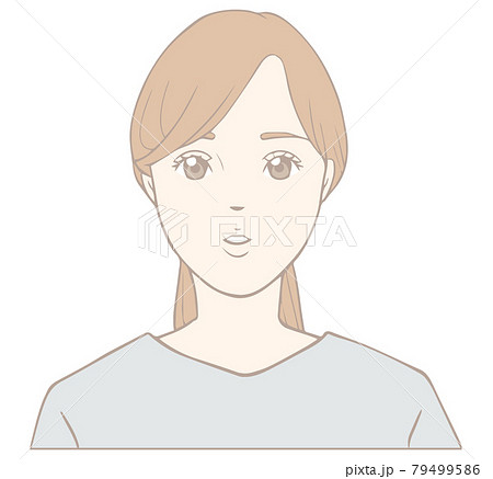 あいうべ体操をする女性「う」パステル 79499586