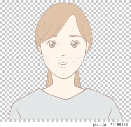 あいうべ体操をする女性「う」パステル 79499586