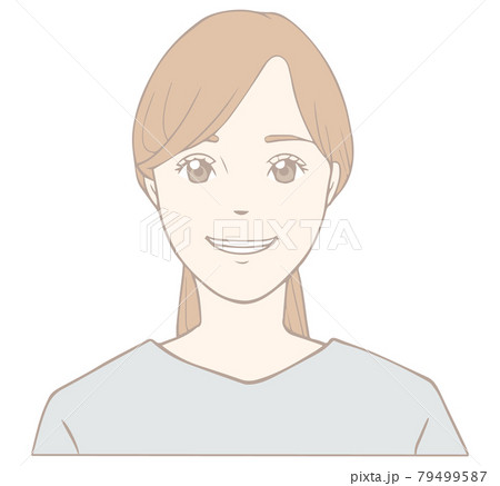 あいうべ体操をする女性「い」パステル 79499587