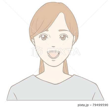 あいうべ体操をする女性「あ」パステル あいうべ体操をする女性「あ」パステル 79499590