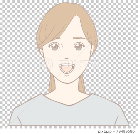 あいうべ体操をする女性「あ」パステル あいうべ体操をする女性「あ」パステル 79499590