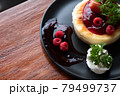 Homemade cheesecake with fresh berries and mint for dessert - healthy organic summer dessert pie cheesecake 79499737