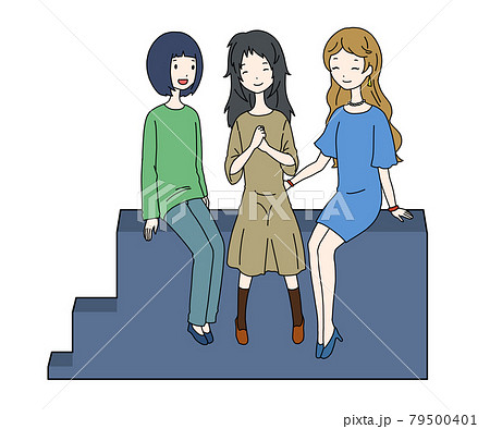 カラーの富裕層 中間層 貧困層の女性が平等になるコンセプトのイラストのイラスト素材