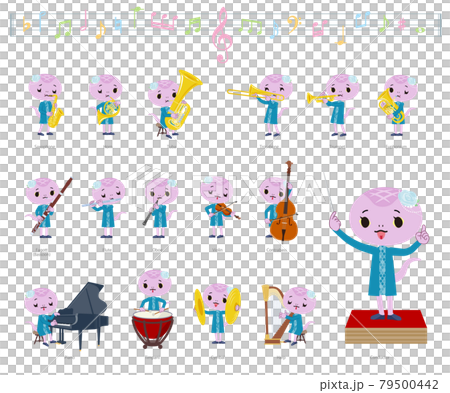 クラシック音楽演奏に関するヘビの女の子のセット 79500442