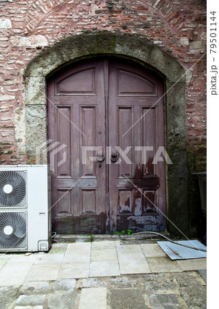 Turkey is one of the old brown wooden gates in the history Hagia Sophia Mosque and Istanbul 79501144