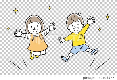 Vector Illustration Material: Jumping kids, boys and girls 79501577