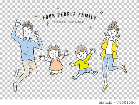 矢量插圖素材:四口之家,一家三口 矢量插圖素材:四口之家,一家三口 79501580