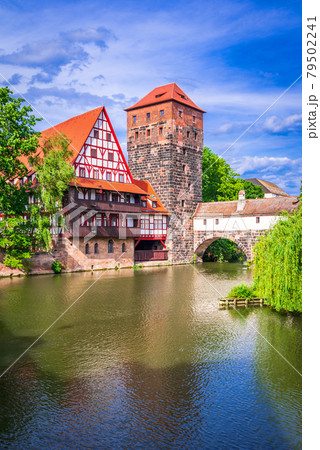 Nuremberg, Germany - Picturesque Maxbrucke Bridge, Franconia. 79502241