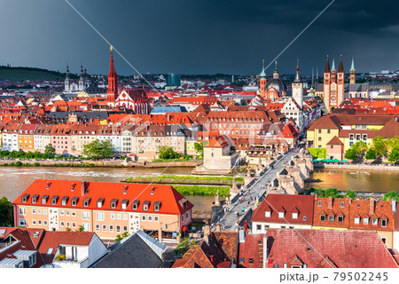 Wurzburg, Germany. Amazing sunset on Romantic Road, Bavaria. 79502245