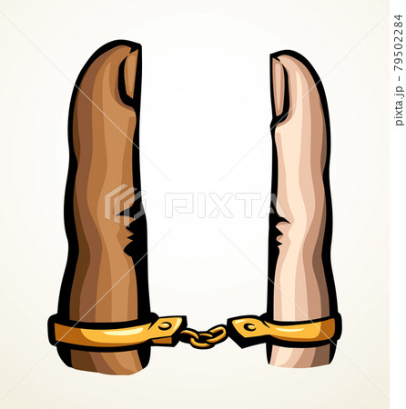 Trapped finger. Vector drawing. Relationship symbol 79502284