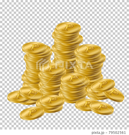 山積みになったポイントコインのイラスト素材のイラスト素材