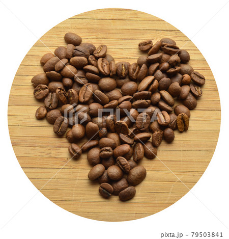 Carefully selected and roasted fresh coffee beans, heart shaped 79503841