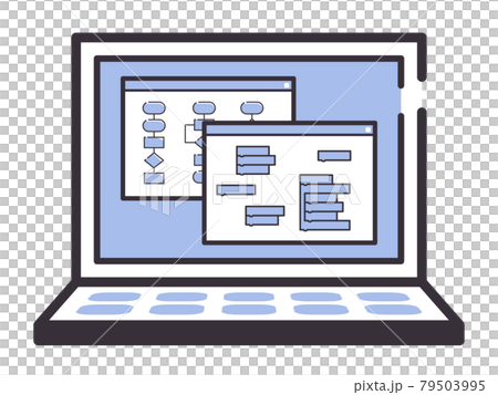 簡單線條電腦屏幕圖解_編程與流程圖 79503995