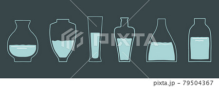Various glass vases. Various shapes. Hand drawn vector set. Fashionable illustration. Various glass vases. Various shapes. Hand drawn vector set. Fashionable illustration. 79504367
