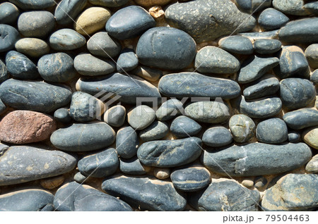 Blue pebbles texture background, decorative small stones texture Blue pebbles texture background, decorative small stones texture 79504463