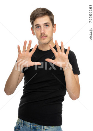 Young white man on white Young white man on white 79509163