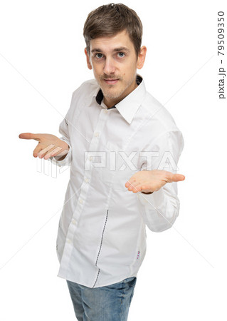 Young white man on white Young white man on white 79509350