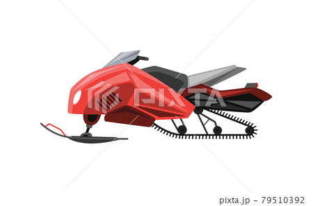 Winter ride on snowmobile. Motor sled, vehicle for extreme travelling on snow and ice, winter recreation. Vector illustration snow motorcycle on white background Winter ride on snowmobile. Motor sled, vehicle for extreme travelling on snow and ice, winter recreation. Vector illustration snow motorcycle on white background 79510392