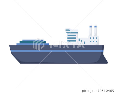 Large industrial steamer. Cargo ship side view isolated on white background. Commercial ship, for ocean water, shipping industry. Isolated transport icon Large industrial steamer. Cargo ship side view isolated on white background. Commercial ship, for ocean water, shipping industry. Isolated transport icon 79510465