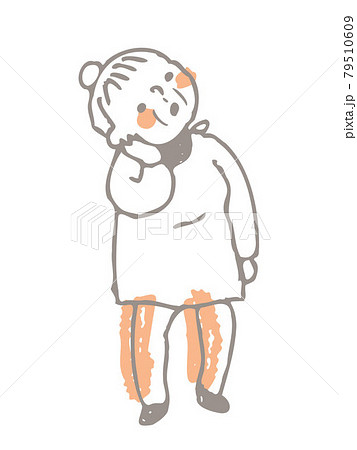 考え事をしているおばあちゃん 79510609