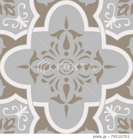 Neutral Beige Spanish Tile - Vector Ornamental Illustration 79510701