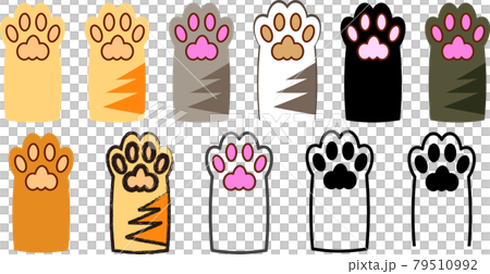 可愛い猫肉球セットのイラスト素材