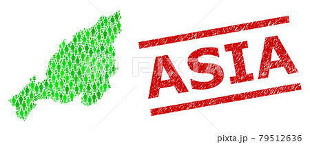 Scratched Asia Stamp and Green Customers and Dollar Mosaic Map of Nagaland State 79512636